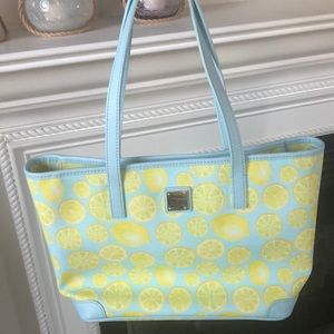 Dooney and Bourke blue and lemon tote